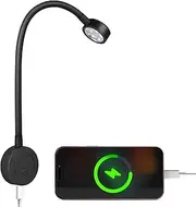 acegoo 12V LED Reading Light, RV Boat Bedside Reading Lamp, 12 Volt Flexible Gooseneck Bed Light for Camper Van Trailer Truck Motorhome, Integral Switch & 20W Type-C Quick Charger