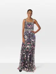 Purple Floral Maxi Embroidered Dress