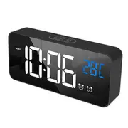 LED Music Alarm Clock Digital Snooze Desk Clock Wake Up Light Electronic Large Time Temperature Display Table LED Alarm Clock