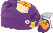 [WOSHJIUK] Working Hat 2 Pack Scrub Caps for Women,Happy Halloween Pumpkin Candle,Tie Back Cap Adjustable Scrub Hat