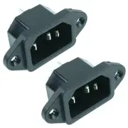 2 x C14 IEC Panel Mount Inlet 10A Chassis Socket Connector