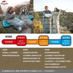 【Naturehike 挪客】信封帶帽可水洗棉睡袋 M300 兩色 信封睡袋 帶帽棉睡袋 可拼接 露營 旅行 悠遊戶外