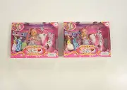 2 NEW DOLL AND PONY SETS 4" SIZE EXTRA DRESSES AND WAND GIRLS KIDS PLAYYSET