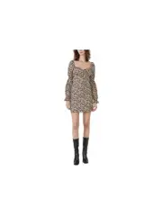 BARDOT Womens Brown Bow At Front Neckline Long Sleeve Mini Party Shift Dress 6