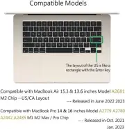 Cover Skin for MacBook Air 15.3" 13.6" A2681 & Pro 14" 16" A2 Silicone Keyboard