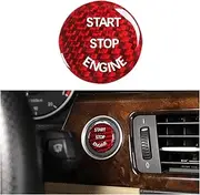JNNJ Car Start Stop Button Cover, Carbon Fibre Car Engine Start Stop Button Cover, Ignition Cover Sticker Car Interior Trim Decorations (Red)