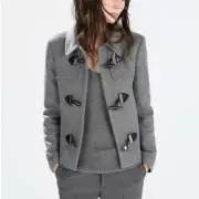 Zara gray wool blend toggle closure short coat size L
