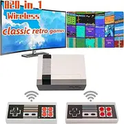 Classic Mini Retro Game Console Built 820 Video Games,Av Output Video Game System with Dual Wireless Came Controllers. (White-Black)