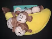 Zippy Paws Burrow Banana 3 Monkeys Interactive Plush Squeaky 2 Extra Monkeys