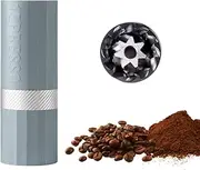 [1Zpresso] Q Air Manual Coffee Grinder Heptagonal Assembly Stainless Steel Conical Burr, Plastic casing, Lightweight, Travel Sized Fits in The Plunger of AeroPress, Numerical Adjustable Setting Gray