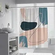 Pink and Blue Shower Curtains for Bathroom Decoration Geometric Abstract Bath Curtain with Plastic Hooks Waterproof Polyester Fabric 180 x 200 cm