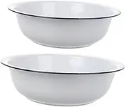 HYTROVE Retro Enamel Bowls Large Enamel Basin Vintage Soup Basin for Salad Pasta Rice