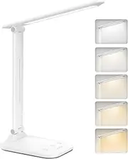 BICKON Desk Lamp, 5 Color & 15%~100% Adjustable Brightness Dimmable LED Desk Lamp for Study, Eye-Caring Desk Light USB Powered, Auto Timer Table Lamp for Desk, Office, Reading, Bedroom, Gifts