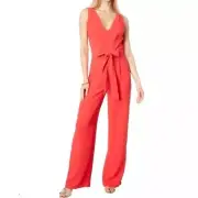 Lilly Pulitzer Womens Jumpsuit Size 10 Red Sleeveless Wide Leg V Neck NO BELT