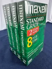 Set of 4 NEW Sealed Maxell VHS 8-Hours T-160 Video Cassette Tape Standard