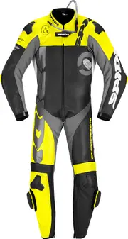 Spidi DP-Progressive Pro, leather suit 1pcs. perf , color: Black/Neon-Yellow/Grey , size: 50