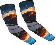 [FHEDVBN] Ice and Fire Volleyball Arm Sleeves Compression Arm Covers for Men Women Outdoor Sun Sleeves Cooling Sports Sleeve, Black