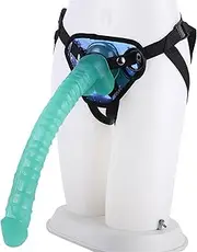 HGDTYRI Strap On Dildo 41cm Extra Long Silicone Strap-On Penis Removable Dildos with Strong Suction Cup 3 O-Rings Anal Dildo Sex Toys for Women Couples(D Green)