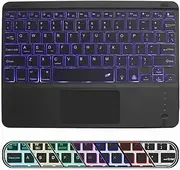 Sunffice Portable Bluetooth Keyboard for ipad, Bluetooth Keyboard with Touchpad Slim 7 Colors Backlit Built in Rechargeable Battery for iOS Android Windows Tablets PC Smartphone Devices(Black)