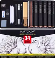 Drawing Sketching Pencils Set, 34 Pieces Pro Art Pencil Kit - Graphite Pencils (