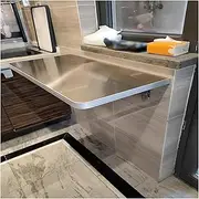 Floating Wall Mounted Folding Laundry Table with 304 Stainless Steel Veneer Space Saving Drop Leaf Wall Mounted Dining Table (90 * 30cm)