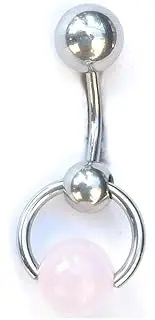 [PODOL STAR] Love Stone Rose Quartz Stone VCH Piercing Barbell., Metal