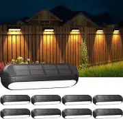 WdtPro Solar Fence Lights Outdoor Waterproof, 8 Pack 8 Pack, Warm/RGB-Black