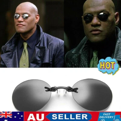 Clip Nose Sunglasses Round Glasses Matrix Morpheus Vintage Sun UV400 V$