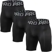 [Lanbaosi] 3 Pack Men's Compression Shorts Quick Dry Breathable Compression Shorts Slim Fit Sports Shorts