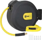 Auto Retractable Enclosed Air Compressor Hose Reel W/ 3/8 inch x 50 ft Garage