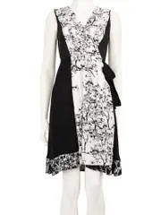 Black Floral Pattern Panelled Dress