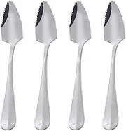 Stainless Steel Spoon Handle Jagged Fruit Spoon with Tooth Edge for Home Kitchen Scraping 4PCS Sliver Home Indoor Accessory