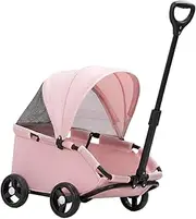 STARTIST Pet Stroller Folding Breathable Large Space Lightweight Dog Cat Stroller 4 Wheels Pet Trolley for Puppy Cat Playing Outdoors, Pink
