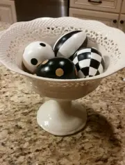 HOMEMADE MY OWN Decor Set of 4 Big Eggs & MacKenzie Child's Courtly Check Ribbon
