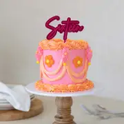 "Sixteen" Hot Pink / Pink Layered Cake Topper