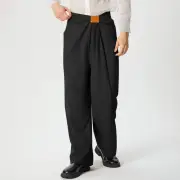 INCERUN Mens Deconstructed Ruched Design Pant Fashion Solid Color Casual Long Trousers with Side Zipper Large Size for M
