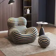 Modern Luxury Living Room Adult Floor Chair, Memory Foam Compression Sofa Chair, Leisure Upholstered Single Sofa Chair with Footrest, Lazy Sofa Bed Floor, for Bedroom Balcony Lounge