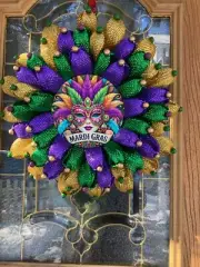 Festive Mardi Gras Door Wreath