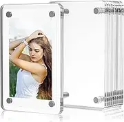 Cabilock 5pcs Acrylic Fridge Magnetics Frame: Desktop Photo Display 3.54X2.48X0.24in Double Photo Refrigerator Magnet Picture Frame For Home Decor