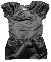 CYNTHIA ROWLEY Women Small Black Tulip Belted Satin Mini Dress NEW