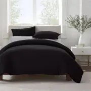 Serta Simply Clean Hypoallergenic 2-Pc Duvet Cover Set T/TXL, Black