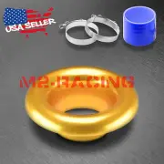 3.5" Gold Short Ram Air Intake Turbo Horn Aluminum Velocity Stack Silicone Hose