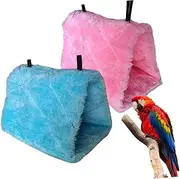 PEPLAYTAL Plush Parrot Hammock Bed for Birds Cozy Snuggle Cave Hideaway Blue Soft Comfortable Design Encourages Exercise Coordination
