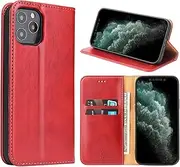 GoshukunTech Case for iPhone 12 mini,for iPhone 12 mini Wallet Cover,5.4 inch,Magnetic Wallet Case Leather Flip Folio Cover with Card Slots-Red