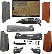 Black Sierra Folder Knife Kit with Drop Point Blade, DIY Build Your own Knife Kit, Multipurpose for Hunters and Hobbyists alike, Pocket Knife making Kit