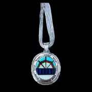 Sterling Silver Handmade Navajo Inlaid Pendant by Edith Kee