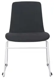 RAPIDLINE TEMPO VISITOR CHAIR White Sled Base Black Padded Fabric Upholstery