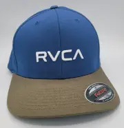 RVCA Baseball Cap Hat Flexfit SZ L/XL Mid Fit Blue Green White Curved Visor