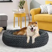 Pawz Calming Dog Bed Warm Soft Plush Pet Cat Cave Washable Portable Dark Grey XL