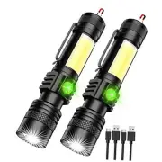 Rechargeable Flashlight, Super Bright LED Flashlight with COB sidelight,